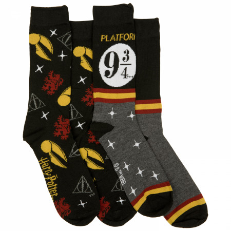 Harry Potter Platform 9 3/4 2-Pair Pack of Casual Crew Socks